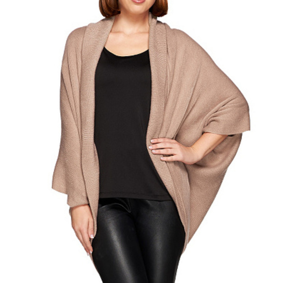 NWOT-Layers by Lizden Soft Cocoon Wrap Shawl, Tan - Picture 4 of 4